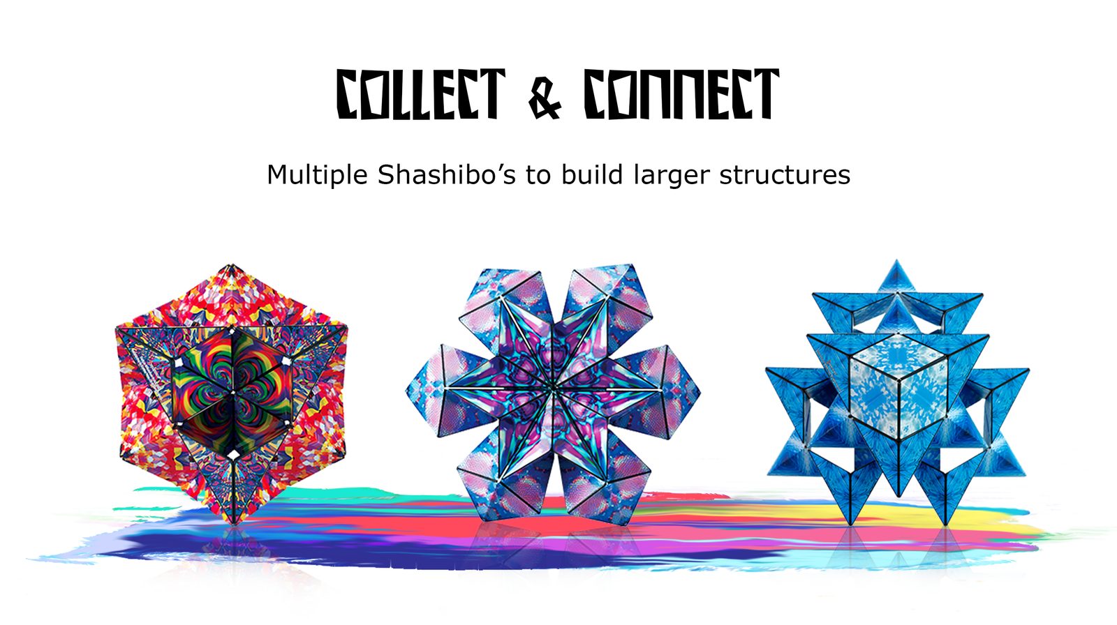 Several Shashibo cubes connected into structures